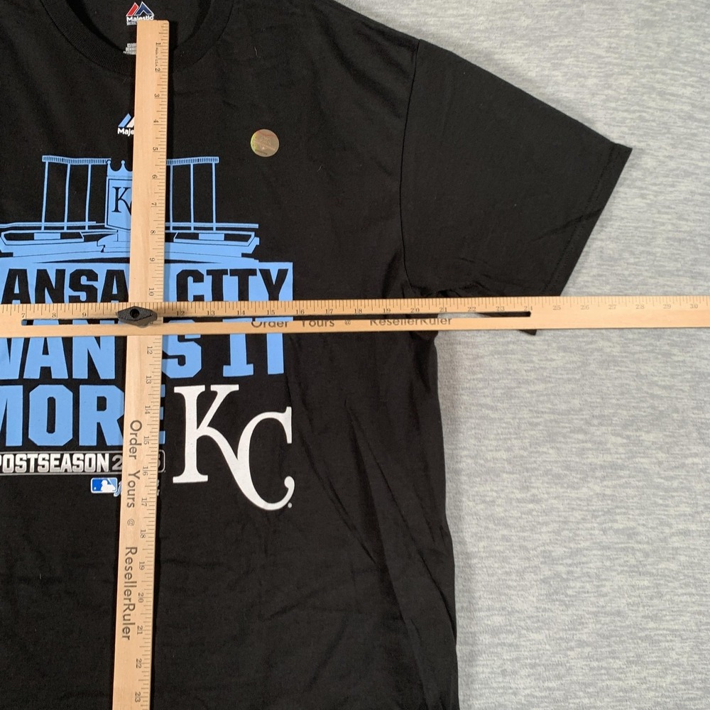 Kansas City Royals Shirt Mens Large Black MLB Baseball Majestic Postseason Tee - Picture 7 of 11